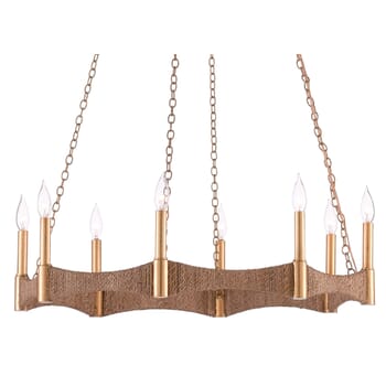 Currey & Company 8-Light 7" Mallorca Chandelier in Natural and Dark Contemporary Gold Leaf