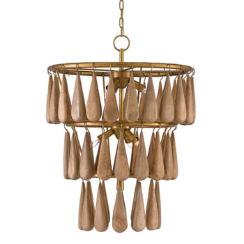 Currey & Company 7-Light 29" Savoiardi Chandelier in Vintage Brass and Natural