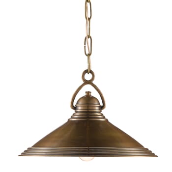 Currey & Company 9" Weybright Pendant in Vintage Brass