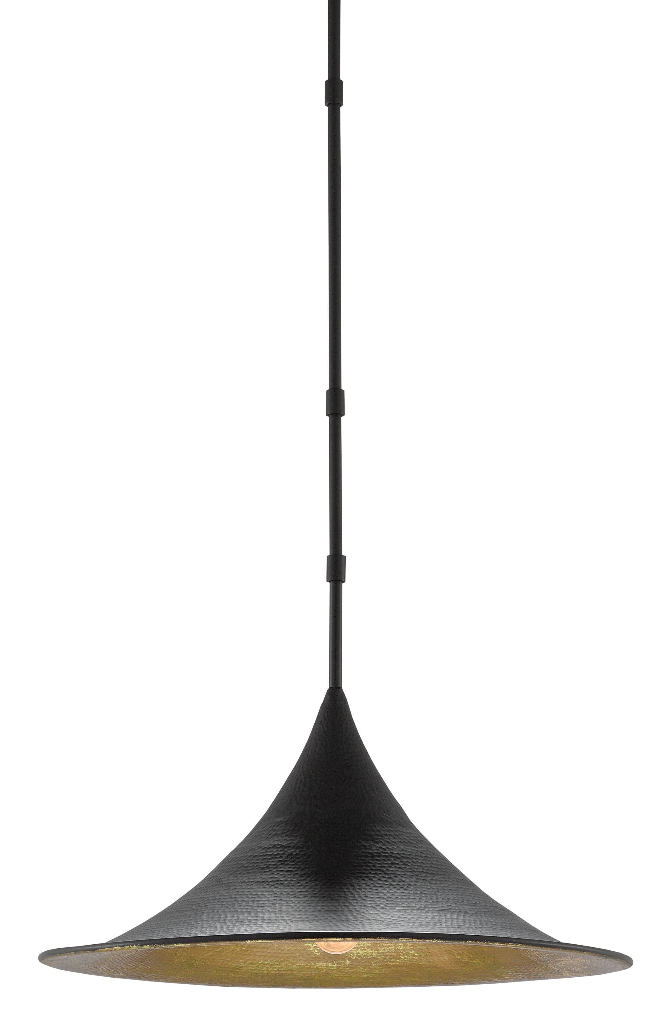 12" Aberfoyle Pendant in Satin Black and Gold Leaf