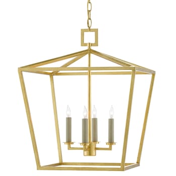 Currey & Company 4-Light 22" Denison Gold Medium Lantern in Contemporary Gold Leaf