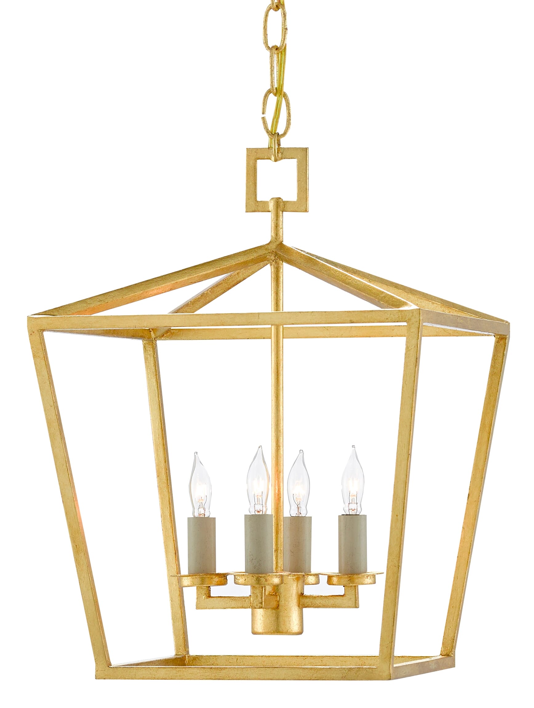 4-Light 16" Denison Gold Small Lantern in Contemporary Gold Leaf