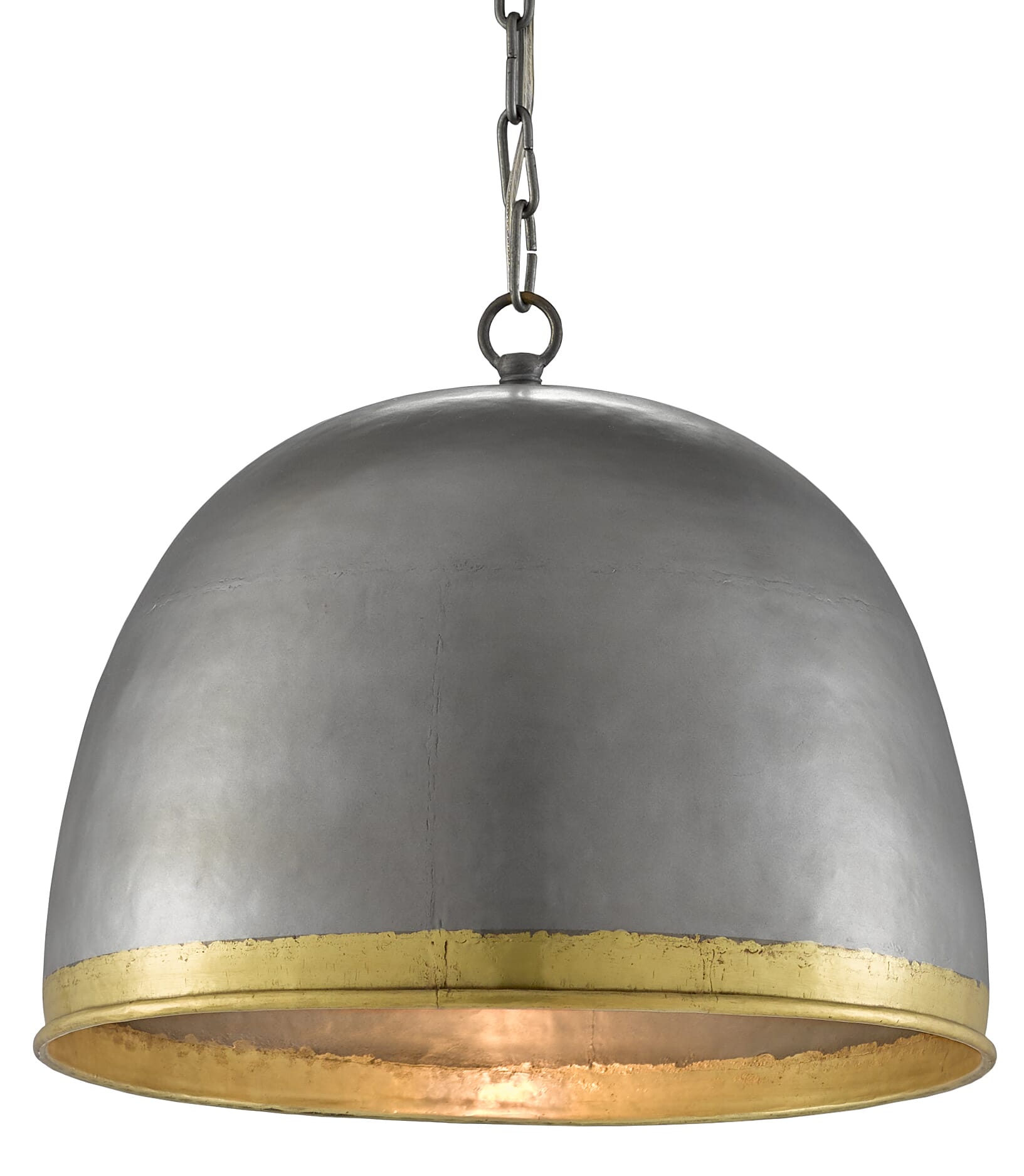 15" Matute Pendant in Pewter and Polished Brass