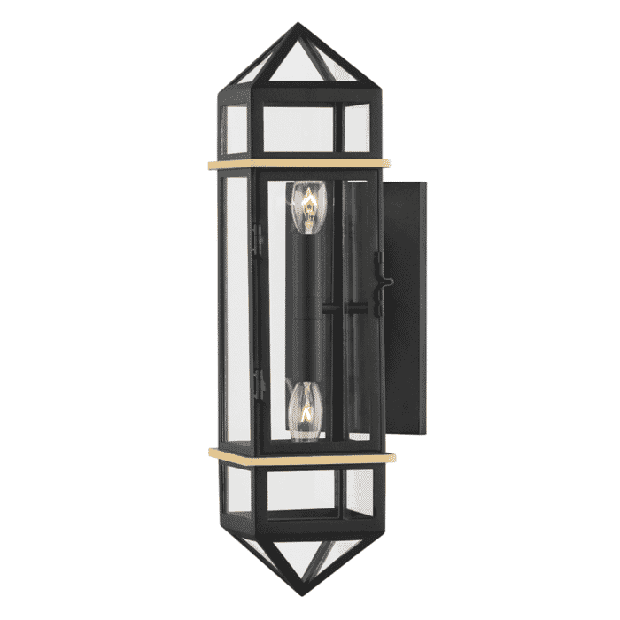 Hudson Valley Bedford Hills 2-Light Wall Sconce in Aged Brass and Black Hudson Valley Bedford Hills 2-Light Wall Sconce in Aged Brass and Black