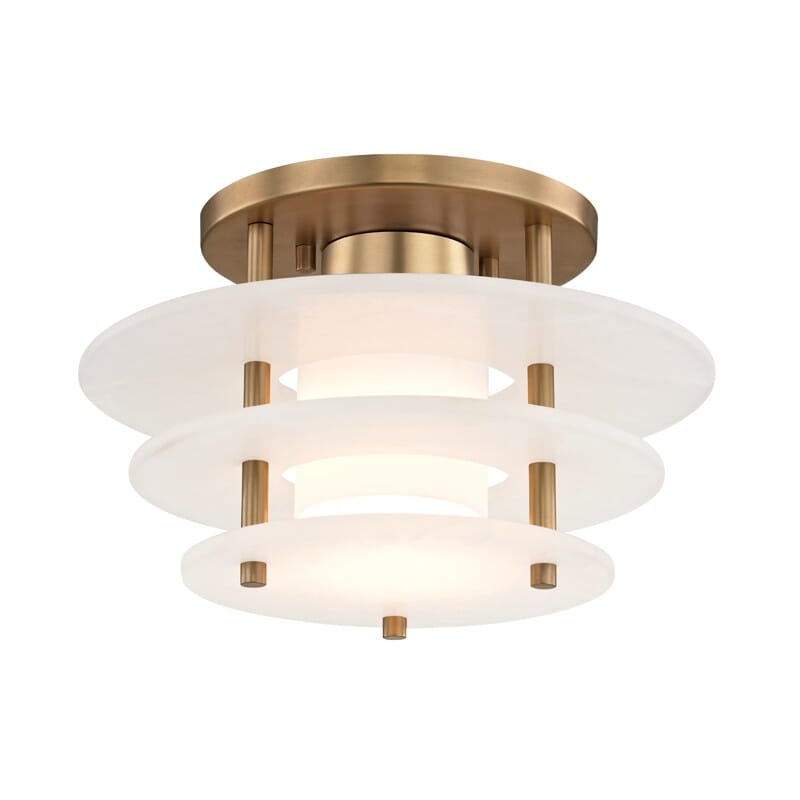 Gatsby Alabaster Ceiling Light in Aged Brass