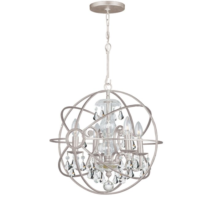 Crystorama Solaris 4-Light 19" Mini Chandelier in Olde Silver with Clear Hand Cut Crystals Crystorama Solaris 4-Light 19" Mini Chandelier in Olde Silver with Clear Hand Cut Crystals