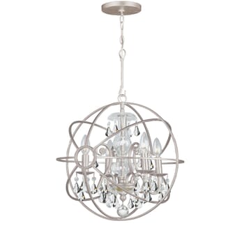 Crystorama Solaris 4-Light 19" Mini Chandelier in Olde Silver with Clear Hand Cut Crystals