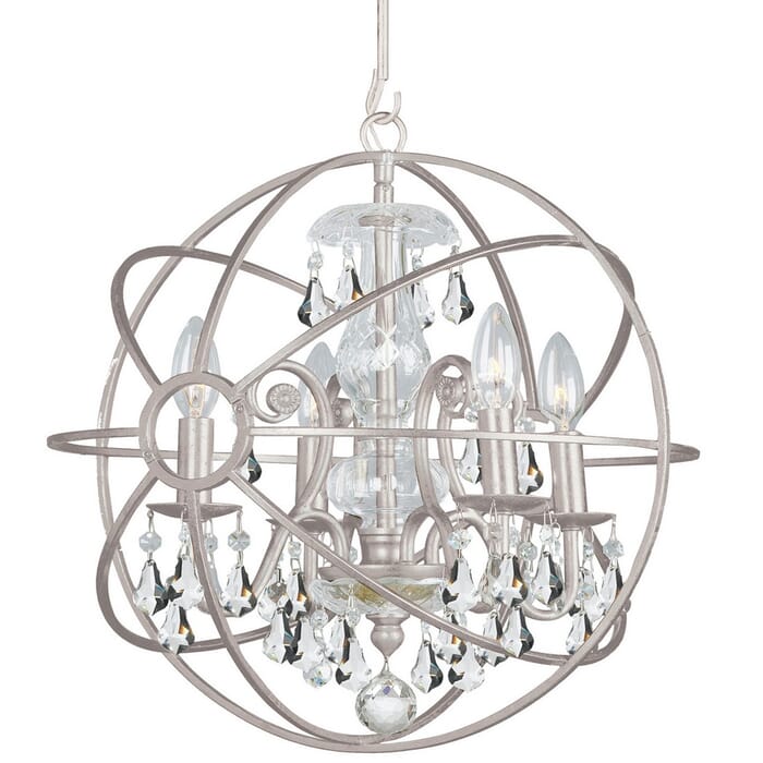Crystorama Solaris 4-Light 19" Mini Chandelier in Olde Silver with Clear Swarovski Strass Crystals Crystorama Solaris 4-Light 19" Mini Chandelier in Olde Silver with Clear Swarovski Strass Crystals