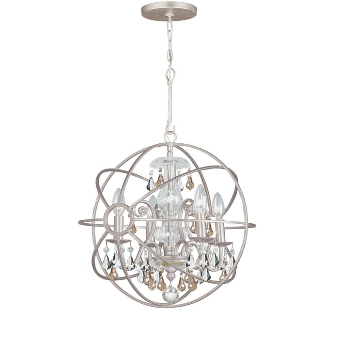 Crystorama Solaris 4-Light 19" Mini Chandelier in Olde Silver with Golden Shadow Hand Cut Crystals Crystorama Solaris 4-Light 19" Mini Chandelier in Olde Silver with Golden Shadow Hand Cut Crystals