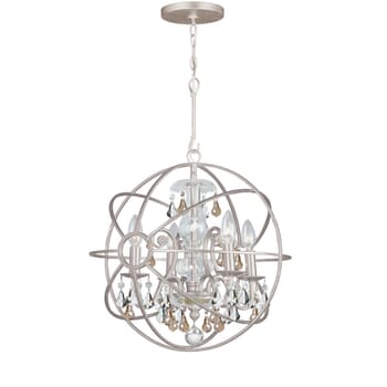 Crystorama Solaris 4-Light 19" Mini Chandelier in Olde Silver with Golden Shadow Hand Cut Crystals