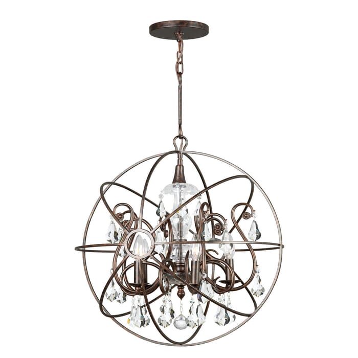Crystorama Solaris 5-Light 24" Industrial Chandelier in English Bronze with Clear Hand Cut Crystals Crystorama Solaris 5-Light 24" Industrial Chandelier in English Bronze with Clear Hand Cut Crystals