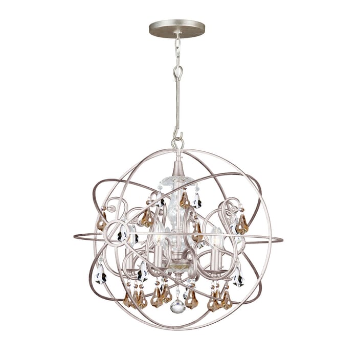 Crystorama Solaris 5-Light 24" Industrial Chandelier in English Bronze with Golden Shadow Hand Cut Crystals Crystorama Solaris 5-Light 24" Industrial Chandelier in English Bronze with Golden Shadow Hand Cut Crystals