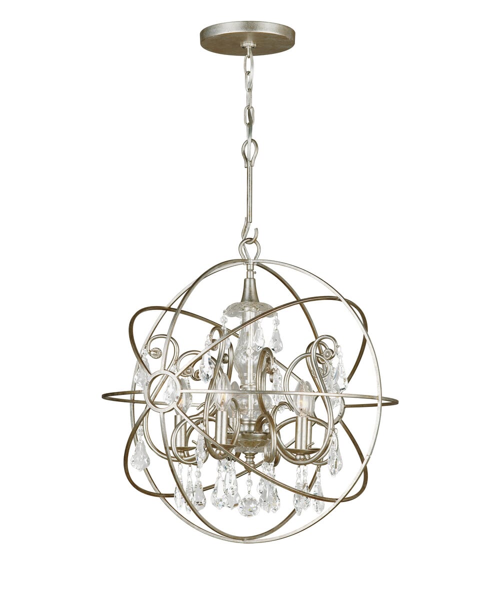 Solaris 5-Light 24"" Industrial Chandelier in Olde Silver with Clear Hand Cut Crystals -  Crystorama, 9026-OS-CL-MWP