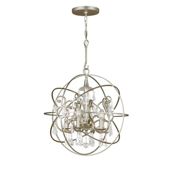 Crystorama Solaris 5-Light 24" Industrial Chandelier in Olde Silver with Clear Hand Cut Crystals