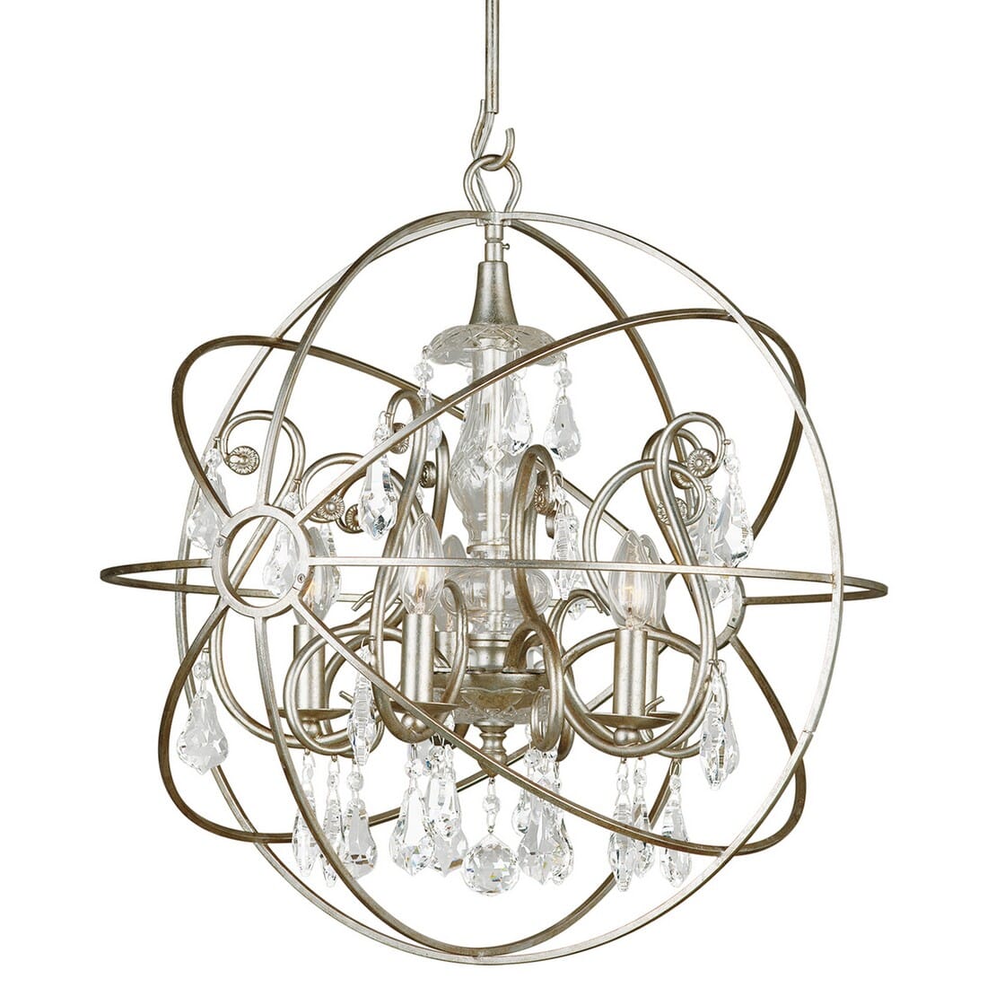 Solaris 5-Light 24"" Industrial Chandelier in Olde Silver with Clear Swarovski Strass Crystals -  Crystorama, 9026-OS-CL-S