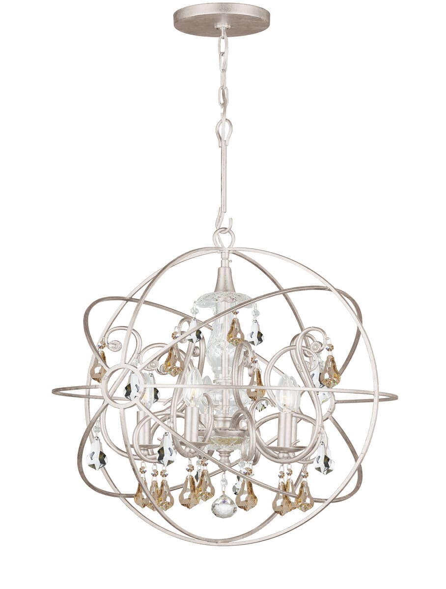 Solaris 5-Light 24"" Industrial Chandelier in Olde Silver with Golden Shadow Hand Cut Crystals -  Crystorama, 9026-OS-GS-MWP