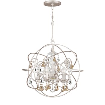 Crystorama Solaris 5-Light 24" Industrial Chandelier in Olde Silver with Golden Shadow Hand Cut Crystals