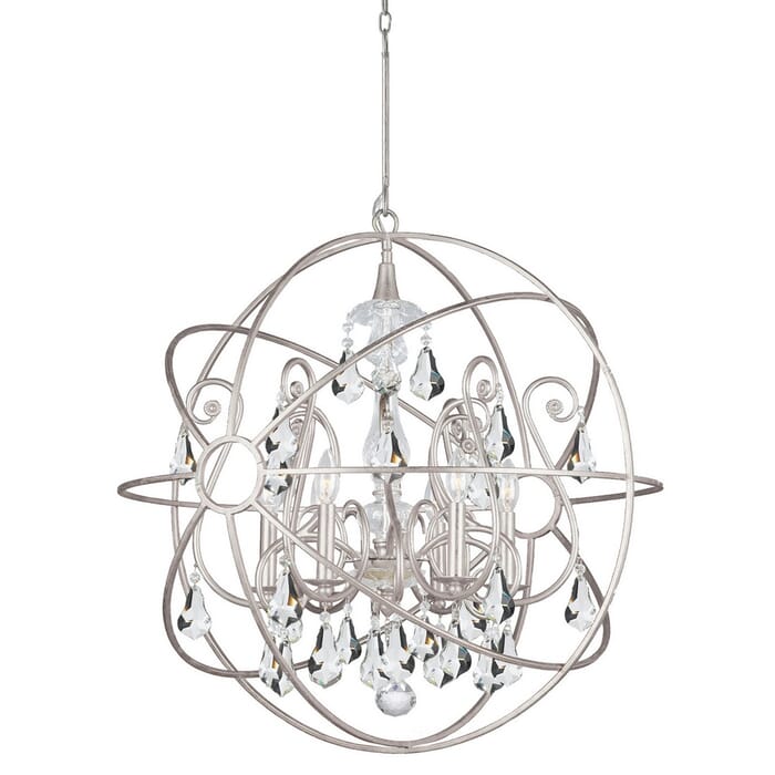 Crystorama Solaris 6-Light 30" Industrial Chandelier in Olde Silver with Clear Swarovski Strass Crystals Crystorama Solaris 6-Light 30" Industrial Chandelier in Olde Silver with Clear Swarovski Strass Crystals