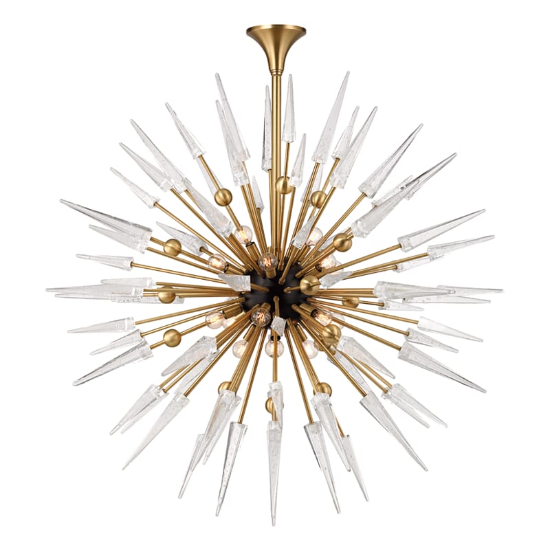 Aged Brass 18 Light Chandelier from the Sparta Collection