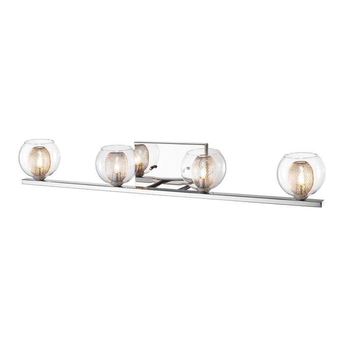 Z-Lite Auge 4-Light Bathroom Vanity Light In Chrome Z-Lite Auge 4-Light Bathroom Vanity Light In Chrome
