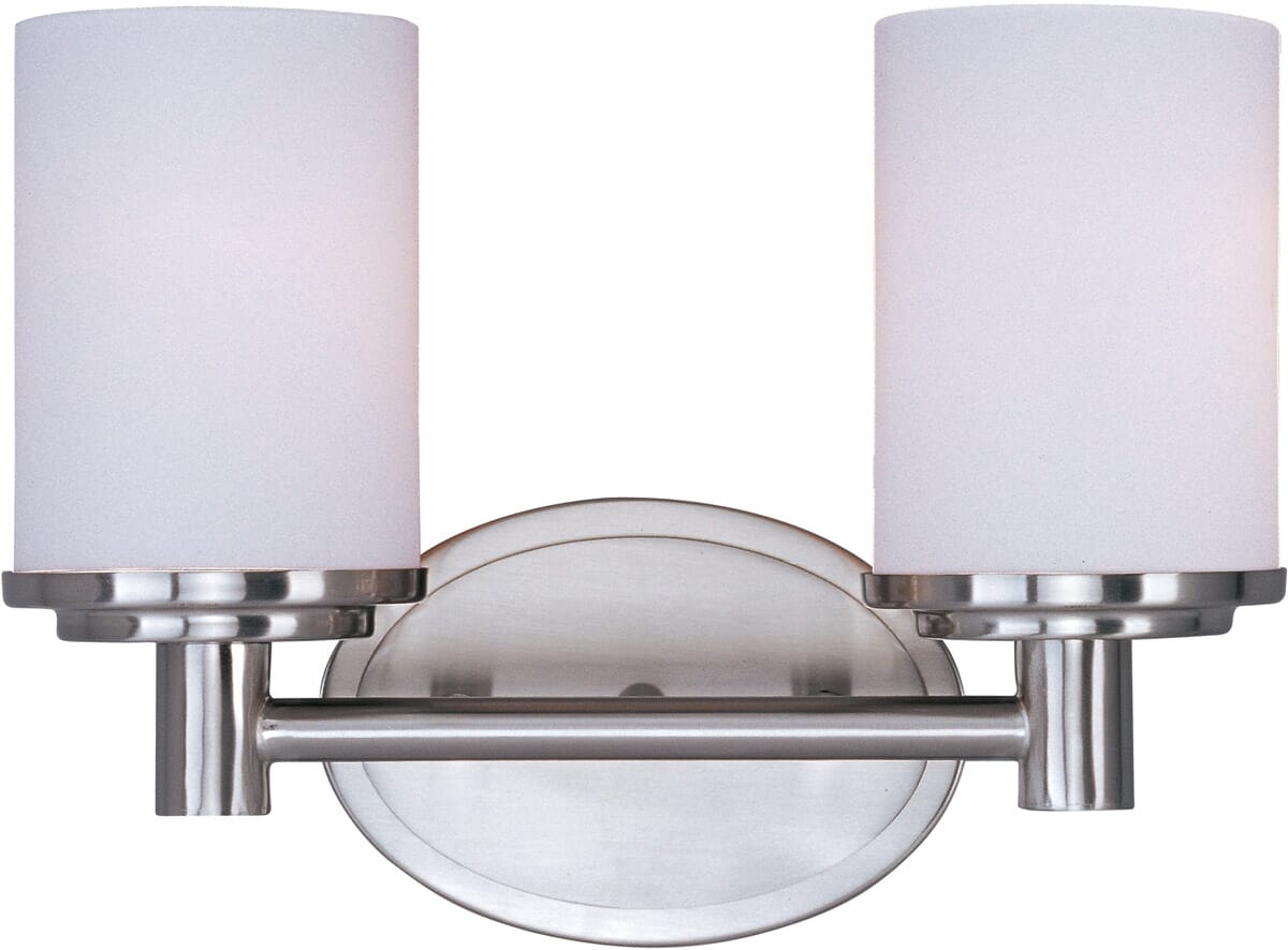 Cylinder 2-Light Bathroom Vanity Light in Satin Nickel -  Maxim Lighting, 9052SWSN