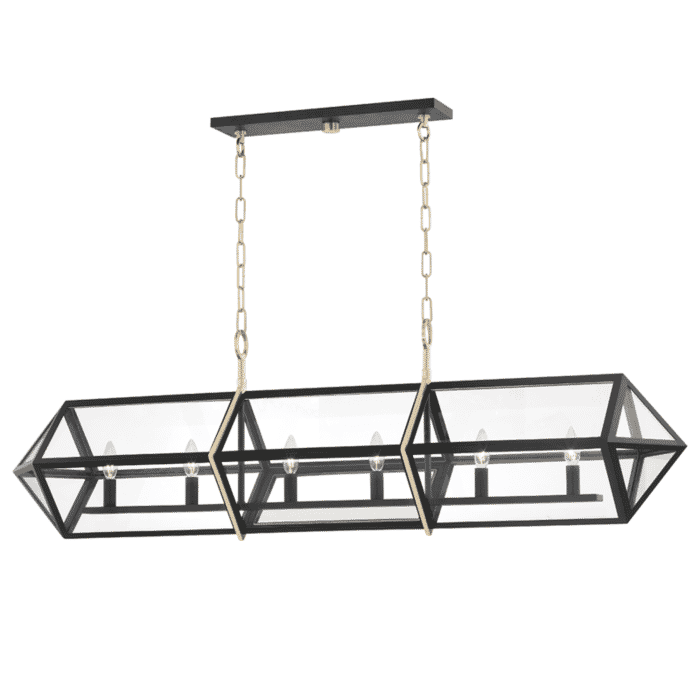 Hudson Valley Bedford Hills 6-Light Kitchen Island Light in Aged Brass and Black Hudson Valley Bedford Hills 6-Light Kitchen Island Light in Aged Brass and Black