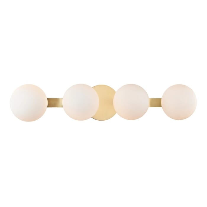 Hudson Valley Baird 4-Light LED Bathroom Vanity Light in Aged Brass Hudson Valley Baird 4-Light LED Bathroom Vanity Light in Aged Brass