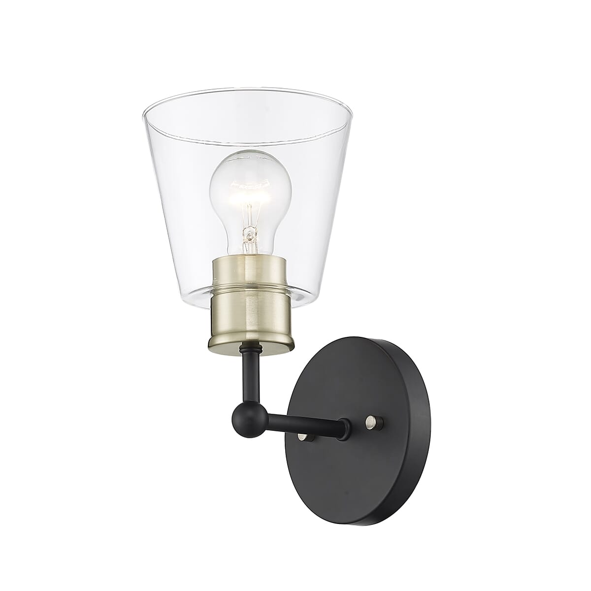 Cameron 1-Light Wall Sconce In Matte Black Modern Gold