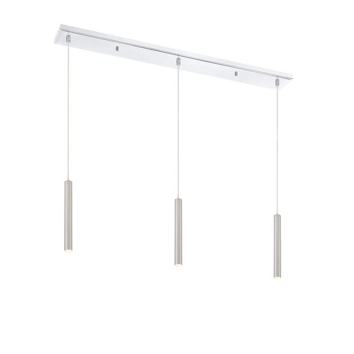 Z-Lite Forest 3-Light Linear Pendant Light In Chrome Z-Lite Forest 3-Light Linear Pendant Light In Chrome