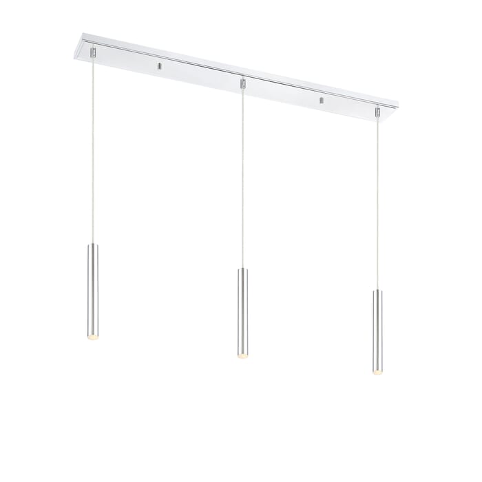 Z-Lite Forest 3-Light Linear Pendant Light In Chrome Z-Lite Forest 3-Light Linear Pendant Light In Chrome