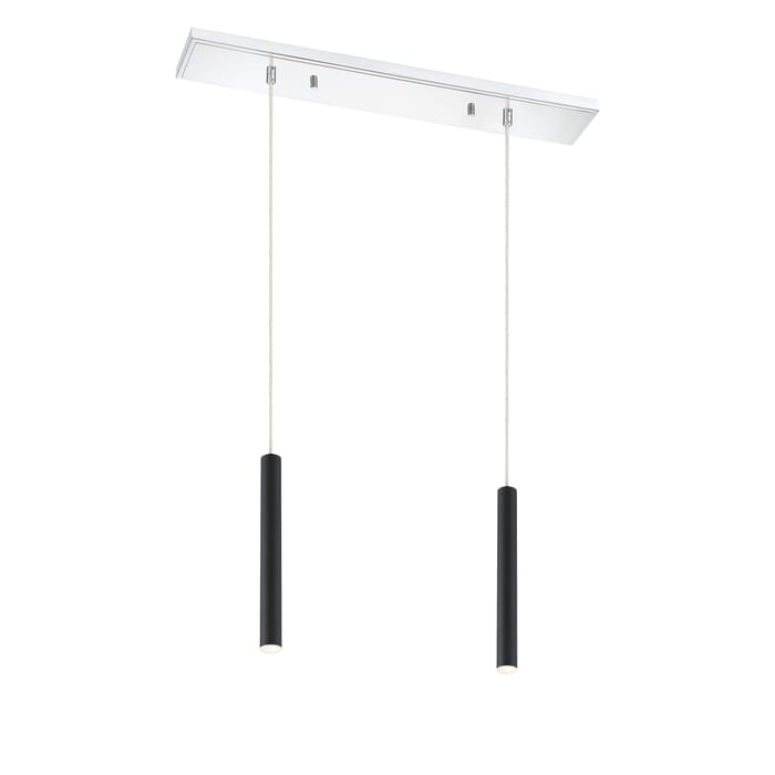 Z-Lite Forest 2-Light Linear Pendant Light In Chrome Z-Lite Forest 2-Light Linear Pendant Light In Chrome