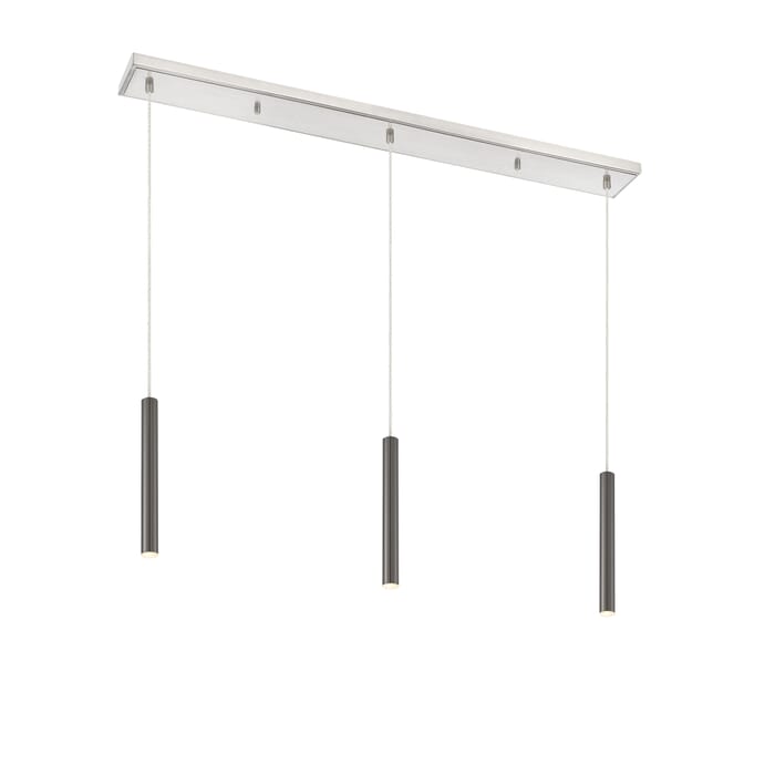 Z-Lite Forest 3-Light Linear Pendant Light In Brushed Nickel Z-Lite Forest 3-Light Linear Pendant Light In Brushed Nickel