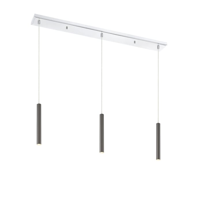 Z-Lite Forest 3-Light Linear Pendant Light In Chrome Z-Lite Forest 3-Light Linear Pendant Light In Chrome