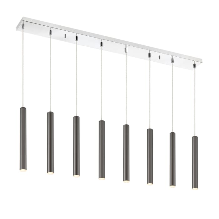 Z-Lite Forest 8-Light Linear Pendant Light In Chrome Z-Lite Forest 8-Light Linear Pendant Light In Chrome