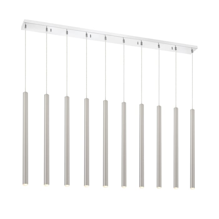 Z-Lite Forest 10-Light Linear Pendant Light In Chrome Z-Lite Forest 10-Light Linear Pendant Light In Chrome
