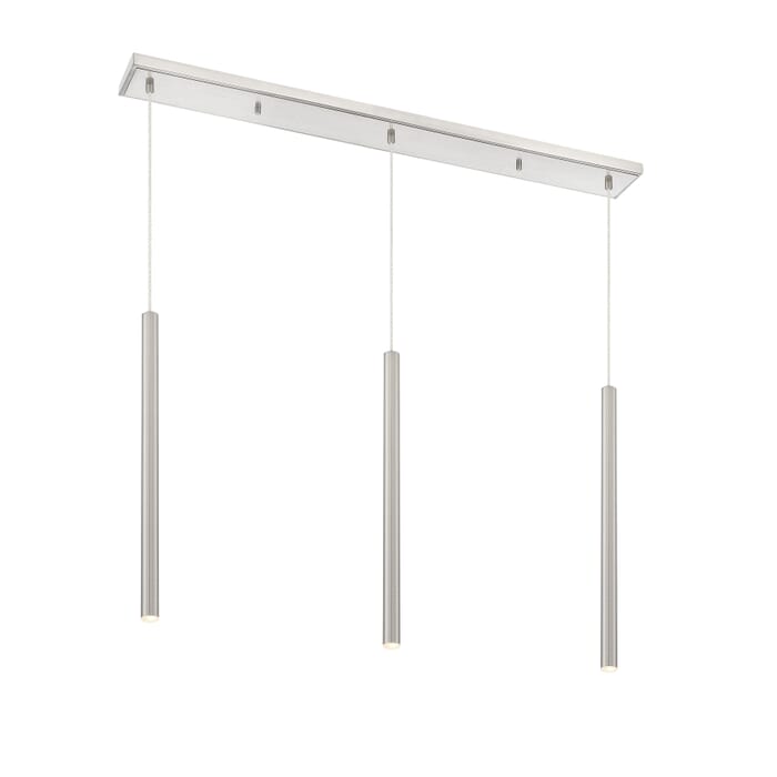 Z-Lite Forest 3-Light Linear Pendant Light In Brushed Nickel Z-Lite Forest 3-Light Linear Pendant Light In Brushed Nickel