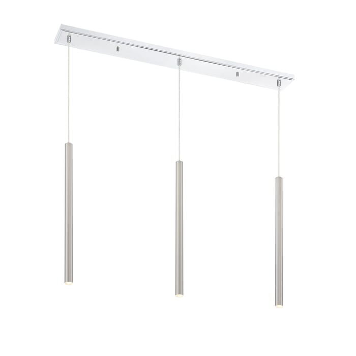 Z-Lite Forest 3-Light Linear Pendant Light In Chrome Z-Lite Forest 3-Light Linear Pendant Light In Chrome