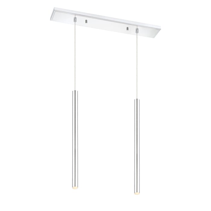 Z-Lite Forest 2-Light Linear Pendant Light In Chrome Z-Lite Forest 2-Light Linear Pendant Light In Chrome