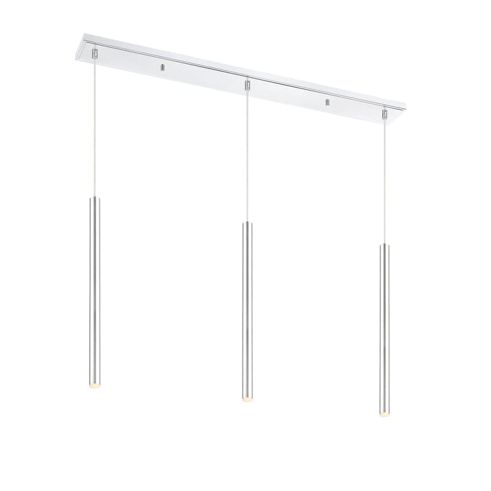 Z-Lite Forest 3-Light Linear Pendant Light In Chrome Z-Lite Forest 3-Light Linear Pendant Light In Chrome