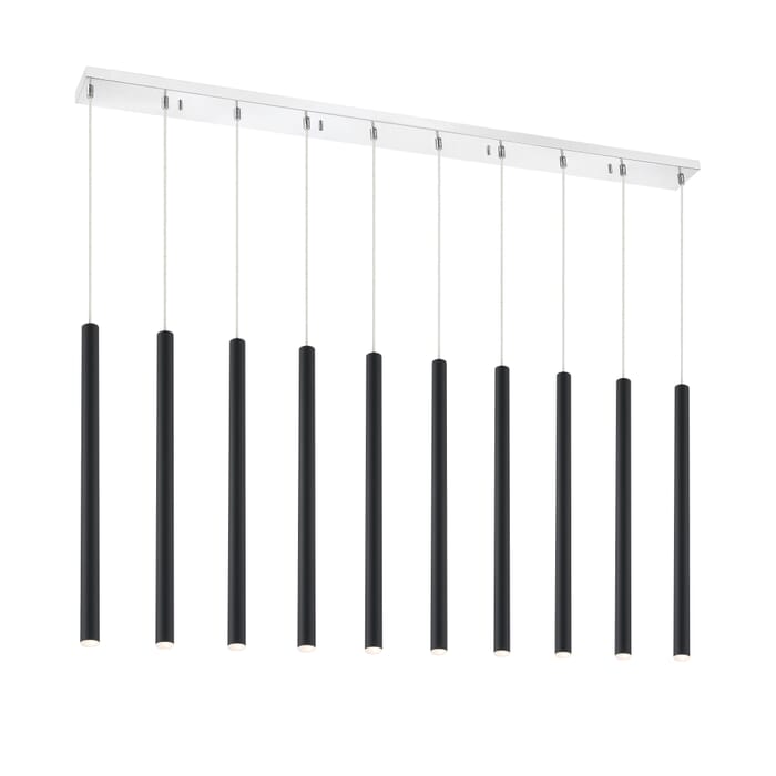 Z-Lite Forest 10-Light Linear Pendant Light In Chrome Z-Lite Forest 10-Light Linear Pendant Light In Chrome