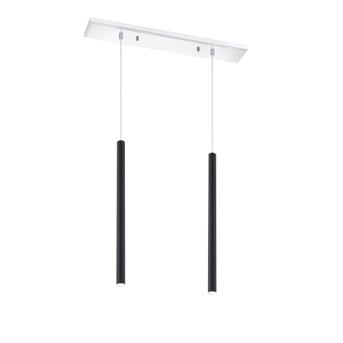 Z-Lite Forest 2-Light Linear Pendant Light In Chrome Z-Lite Forest 2-Light Linear Pendant Light In Chrome