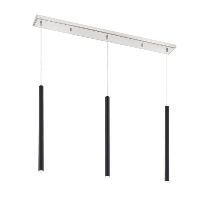 Z-Lite Forest 3-Light Linear Pendant Light In Brushed Nickel Z-Lite Forest 3-Light Linear Pendant Light In Brushed Nickel