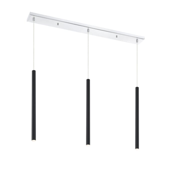 Z-Lite Forest 3-Light Linear Pendant Light In Chrome Z-Lite Forest 3-Light Linear Pendant Light In Chrome