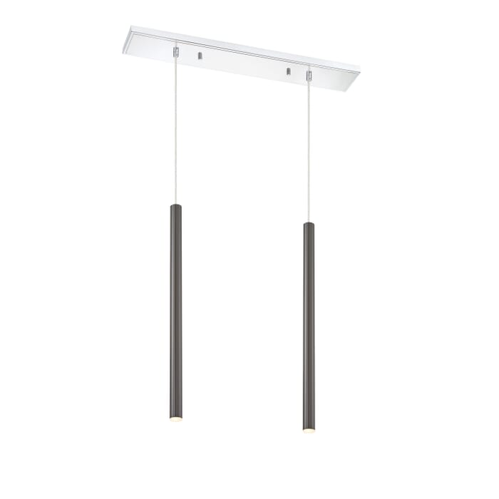 Z-Lite Forest 2-Light Linear Pendant Light In Chrome Z-Lite Forest 2-Light Linear Pendant Light In Chrome