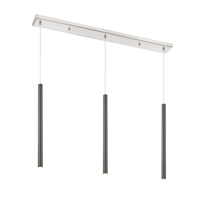 Z-Lite Forest 3-Light Linear Pendant Light In Brushed Nickel Z-Lite Forest 3-Light Linear Pendant Light In Brushed Nickel