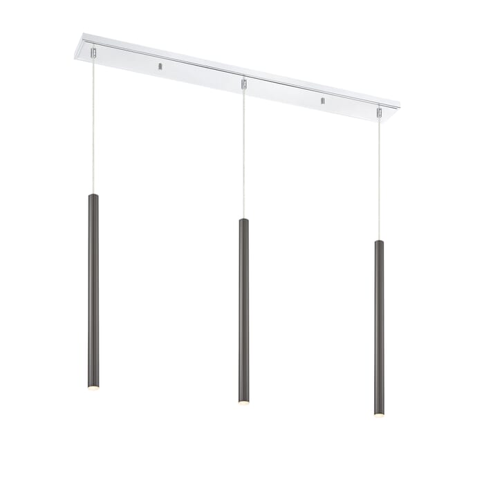 Z-Lite Forest 3-Light Linear Pendant Light In Chrome Z-Lite Forest 3-Light Linear Pendant Light In Chrome