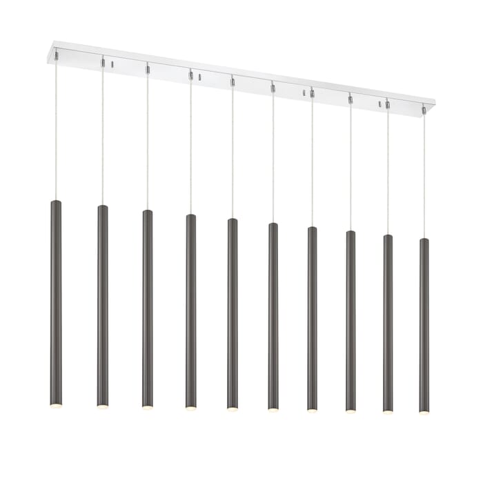 Z-Lite Forest 10-Light Linear Pendant Light In Chrome Z-Lite Forest 10-Light Linear Pendant Light In Chrome