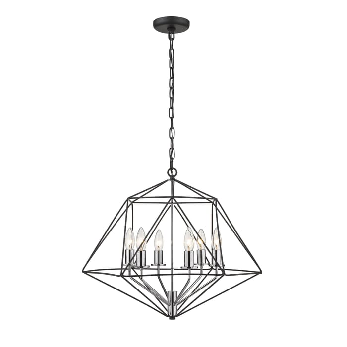 Z-Lite Geo 6-Light Chandelier In Matte Black With Chrome Z-Lite Geo 6-Light Chandelier In Matte Black With Chrome