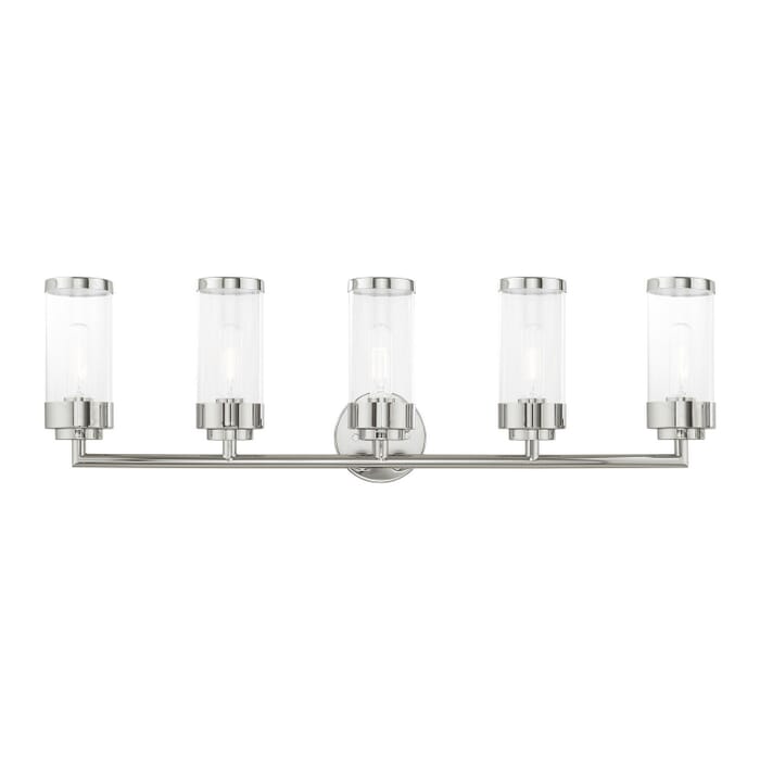 Hillcrest 5-Light Bathroom Vanity Light in Polished Chrome Hillcrest 5-Light Bathroom Vanity Light in Polished Chrome
