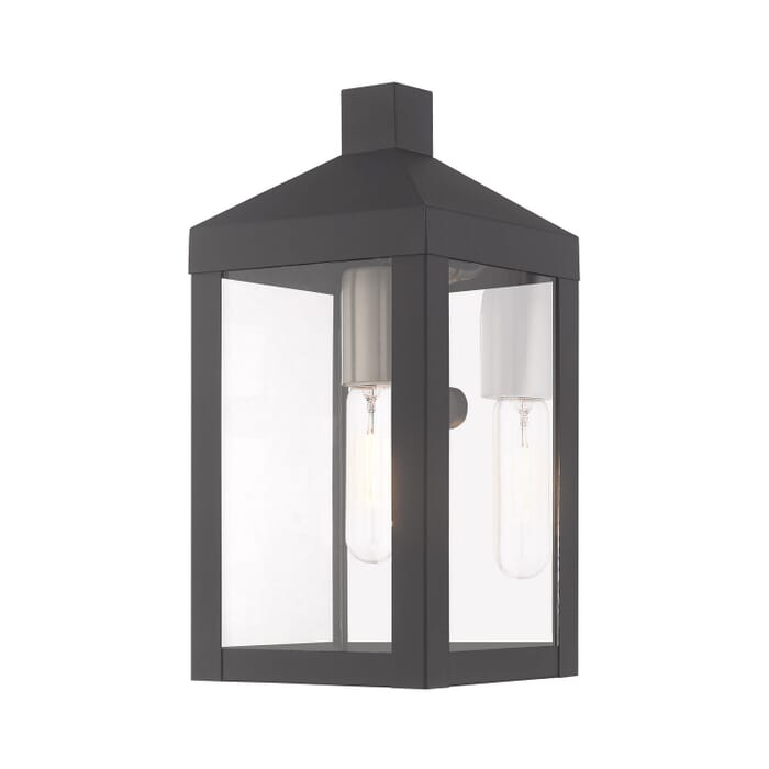 Nyack 1-Light Outdoor Wall Lantern in Scandinavian Gray w with Brushed Nickels and Polished Chrome Stainless Steel Nyack 1-Light Outdoor Wall Lantern in Scandinavian Gray w with Brushed Nickels and Polished Chrome Stainless Steel